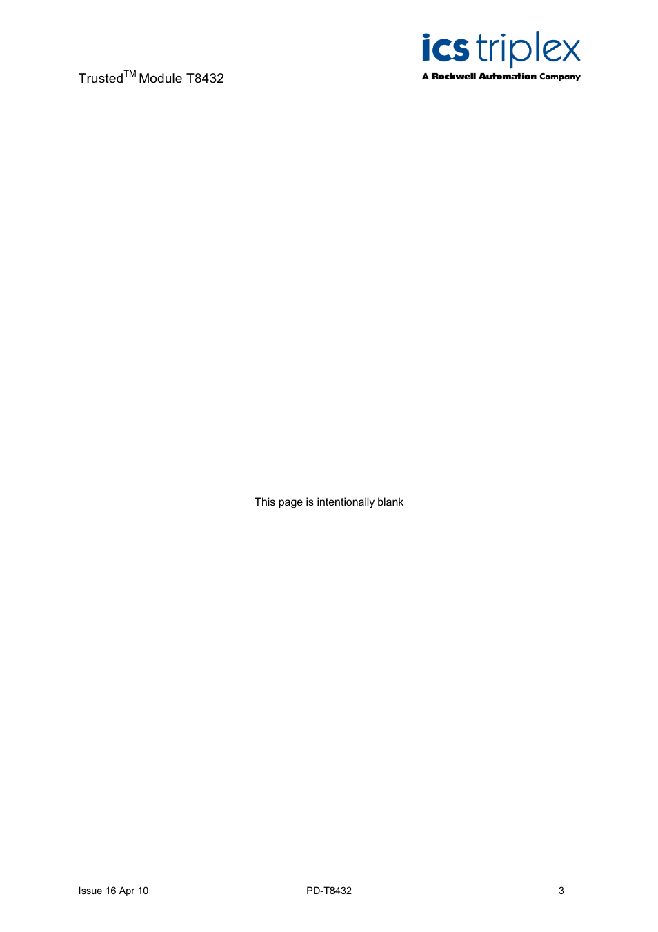 Trusted, Module t8432 | Rockwell Automation T8432 Trusted Dual Vdc Analogue Input Module - 60 Channel User Manual | Page 3 / 33