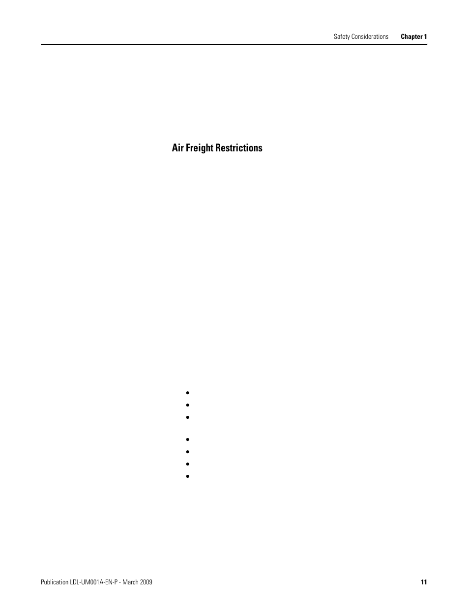 Air freight restrictions | Rockwell Automation LDL Ironless Linear Servo Motors User Manual | Page 11 / 84