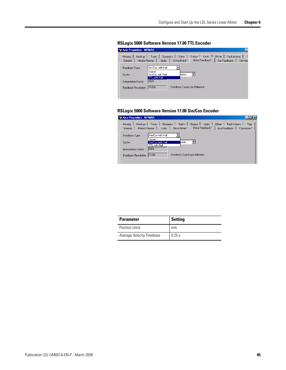 Rslogix 5000 software version 17.00 ttl encoder | Rockwell Automation LDL Ironless Linear Servo Motors User Manual | Page 45 / 84