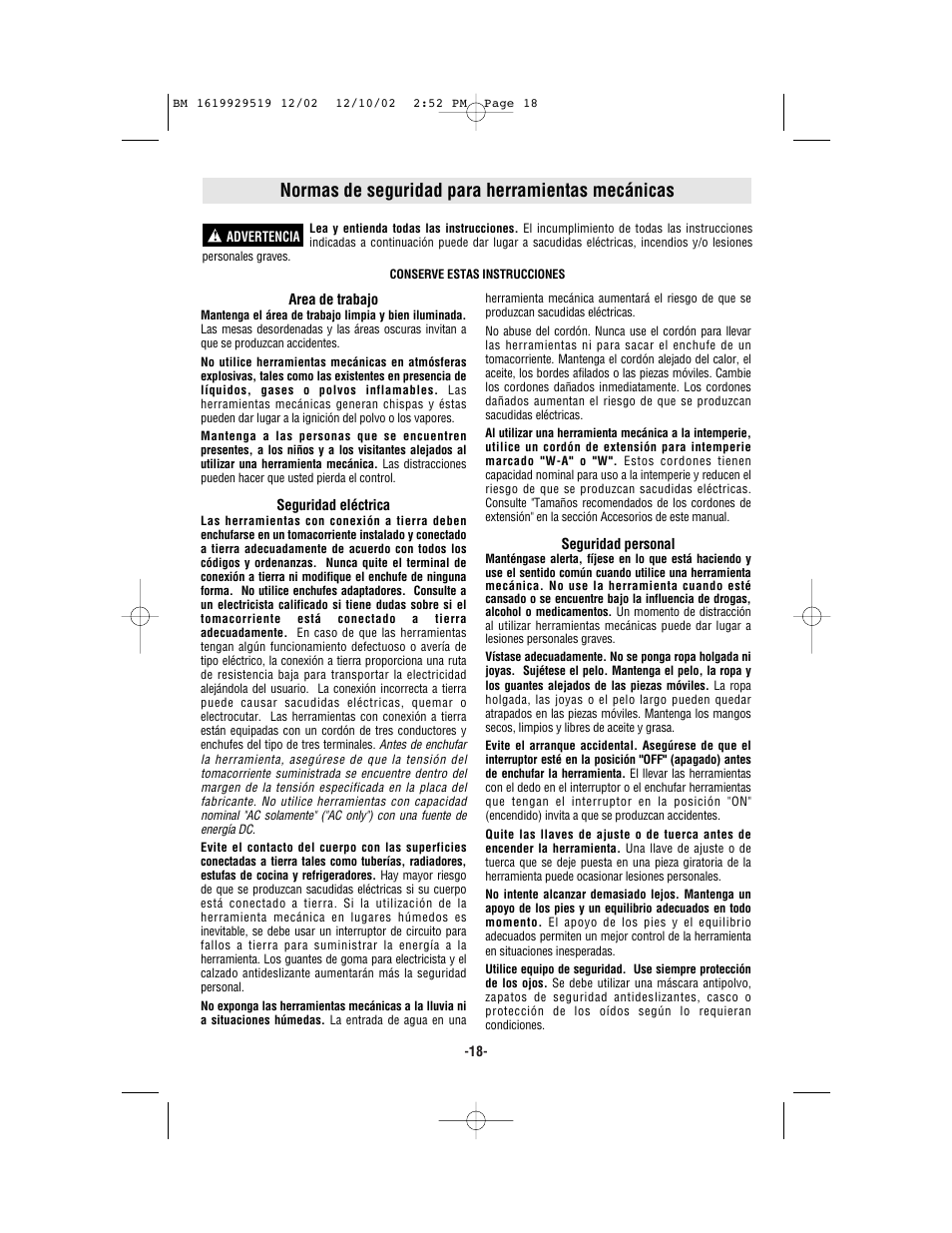 Normas de seguridad para herramientas mecánicas | Bosch 11247 User Manual | Page 18 / 28