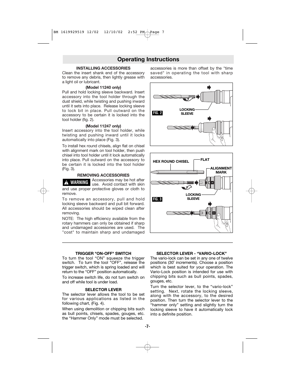 Operating instructions | Bosch 11247 User Manual | Page 7 / 28