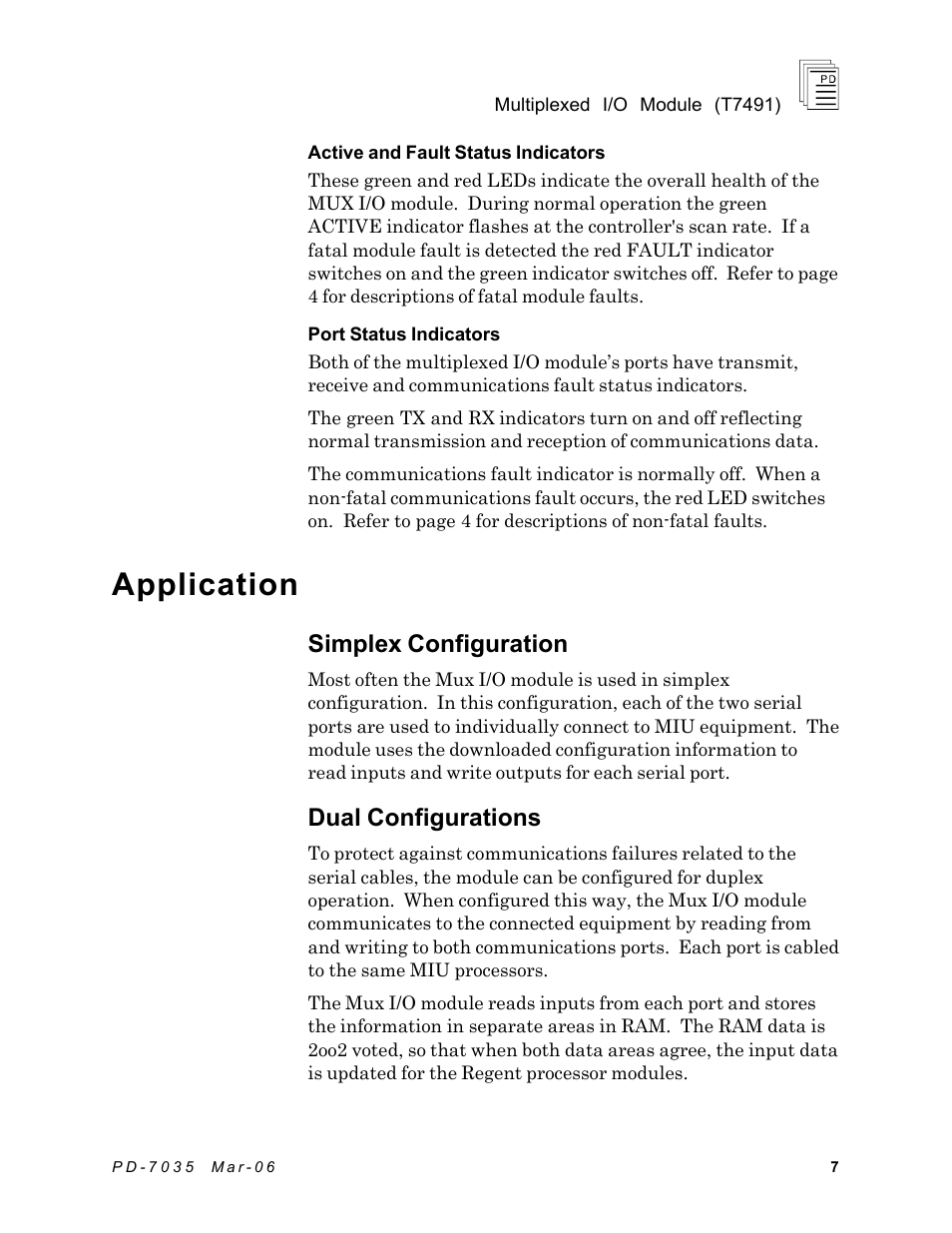 Application, Simplex configuration, Dual configurations | Rockwell Automation T7491 ICS Regent+Plus Mixed I/O Modules User Manual | Page 7 / 19