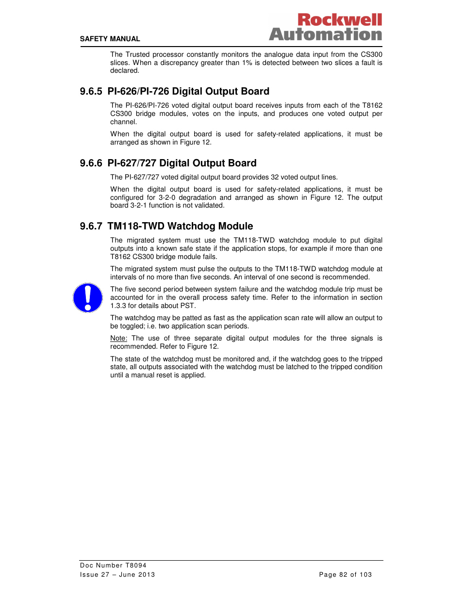 7 tm118-twd watchdog module | Rockwell Automation T8094 8000 Series TMR System Safety Manual User Manual | Page 103 / 124
