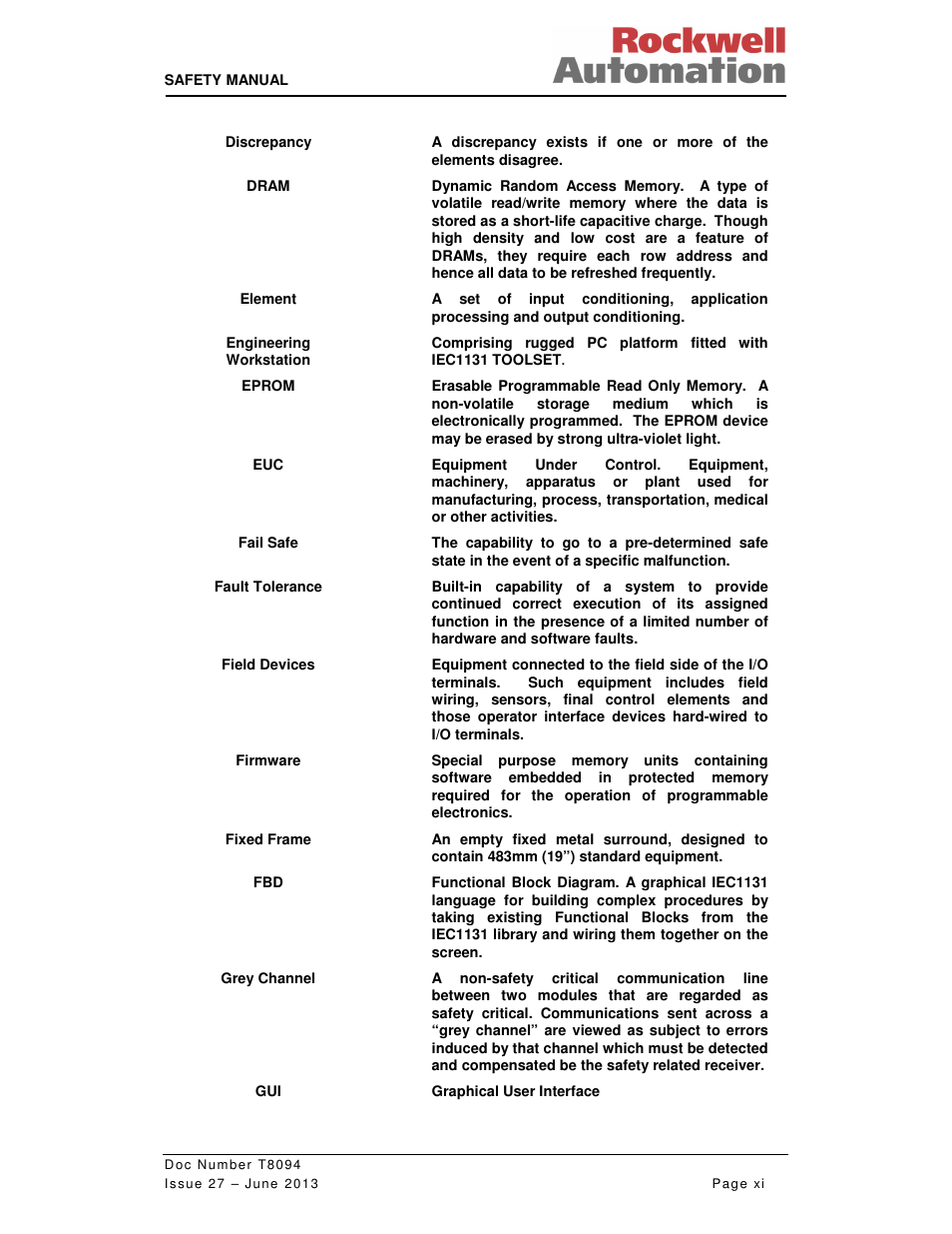 Rockwell Automation T8094 8000 Series TMR System Safety Manual User Manual | Page 11 / 124