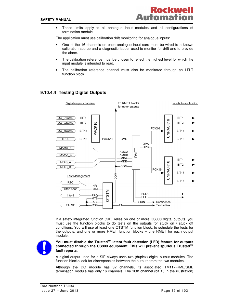 Rockwell Automation T8094 8000 Series TMR System Safety Manual User Manual | Page 110 / 124