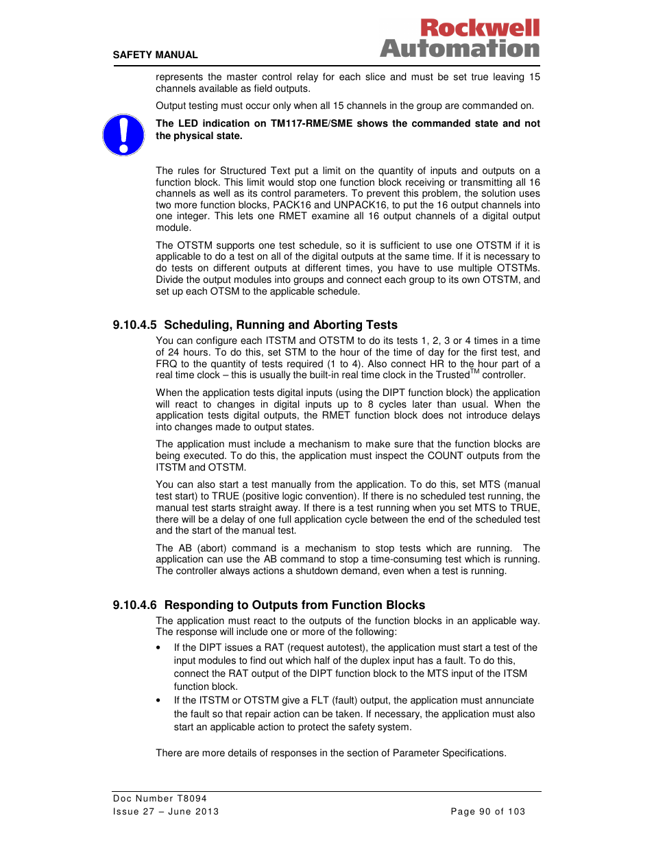 Rockwell Automation T8094 8000 Series TMR System Safety Manual User Manual | Page 111 / 124