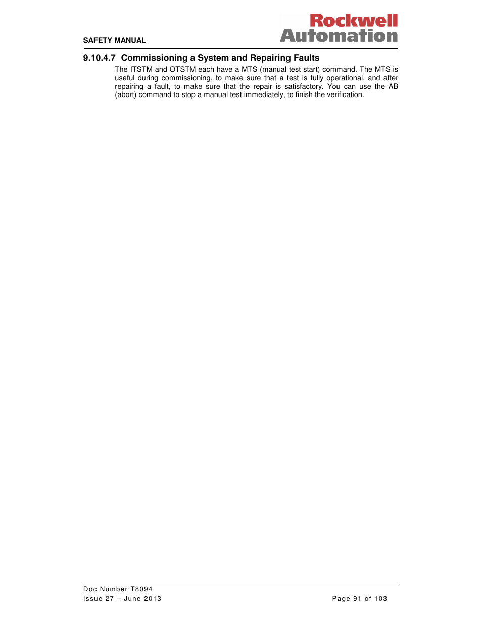 Rockwell Automation T8094 8000 Series TMR System Safety Manual User Manual | Page 112 / 124