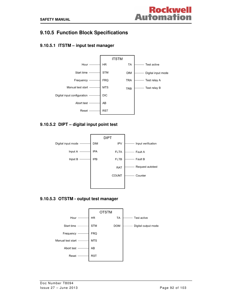 5 function block specifications | Rockwell Automation T8094 8000 Series TMR System Safety Manual User Manual | Page 113 / 124