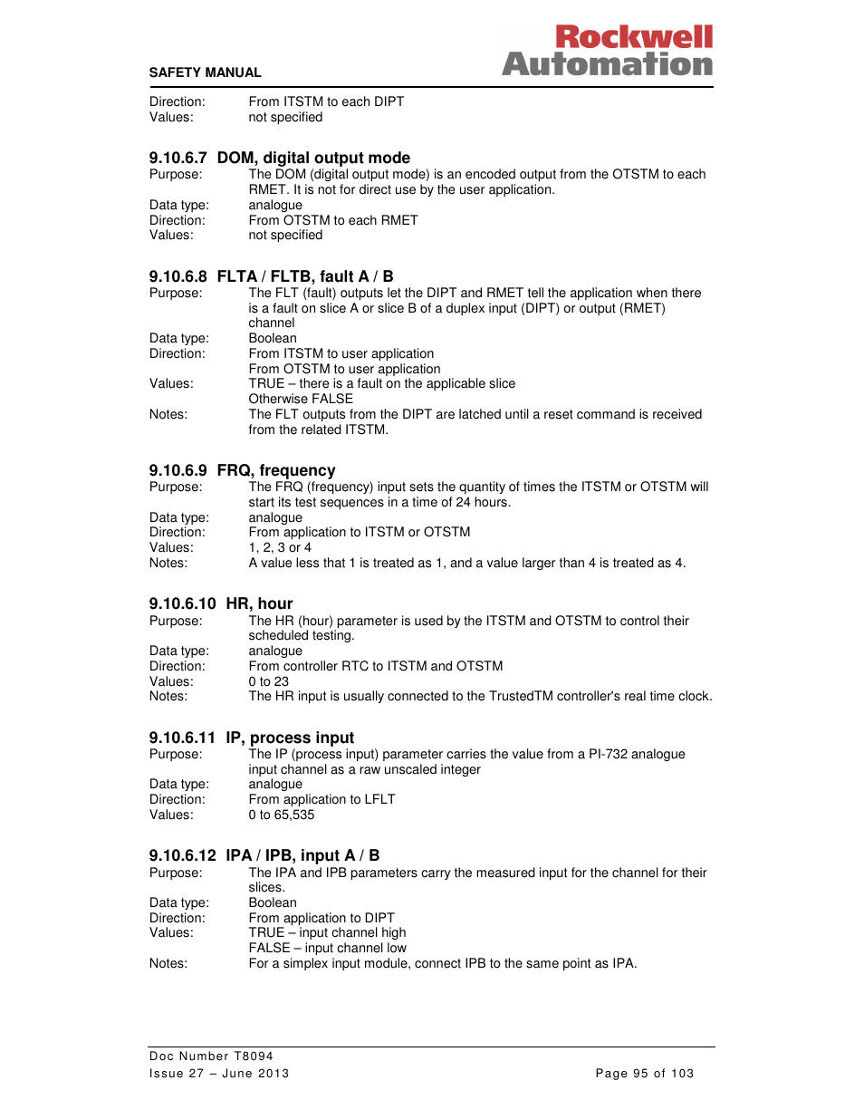 Rockwell Automation T8094 8000 Series TMR System Safety Manual User Manual | Page 116 / 124