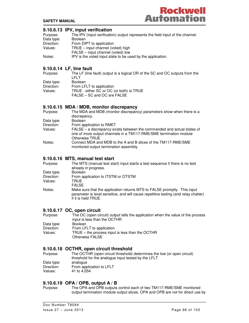 Rockwell Automation T8094 8000 Series TMR System Safety Manual User Manual | Page 117 / 124