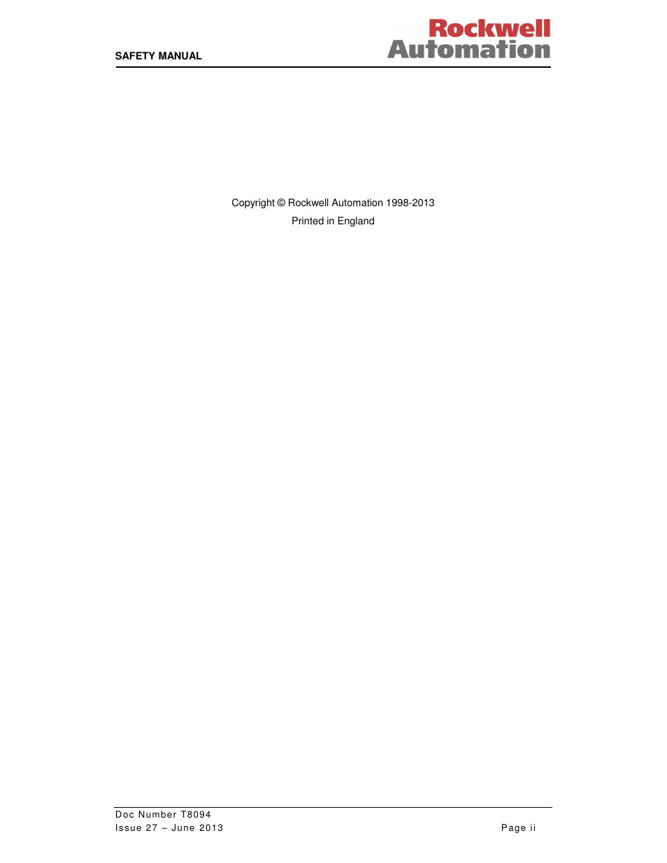 Rockwell Automation T8094 8000 Series TMR System Safety Manual User Manual | Page 2 / 124