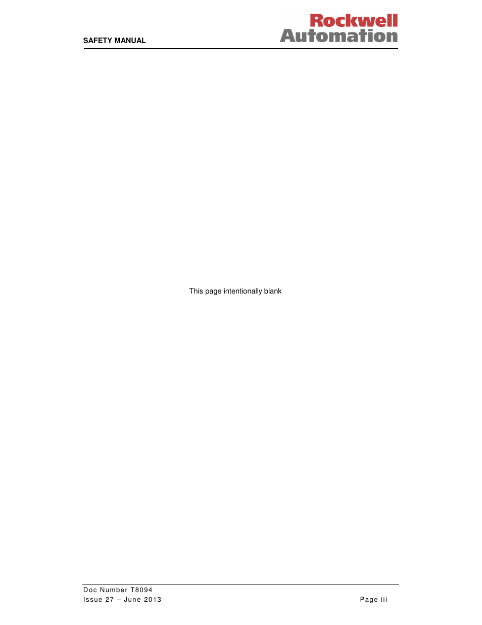 Rockwell Automation T8094 8000 Series TMR System Safety Manual User Manual | Page 3 / 124
