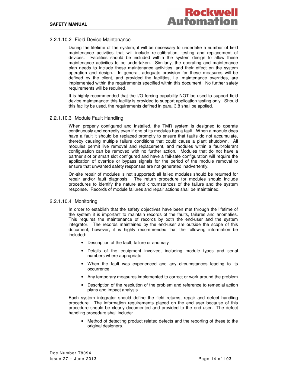 Rockwell Automation T8094 8000 Series TMR System Safety Manual User Manual | Page 35 / 124