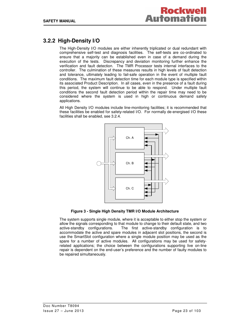 2 high-density i/o | Rockwell Automation T8094 8000 Series TMR System Safety Manual User Manual | Page 44 / 124