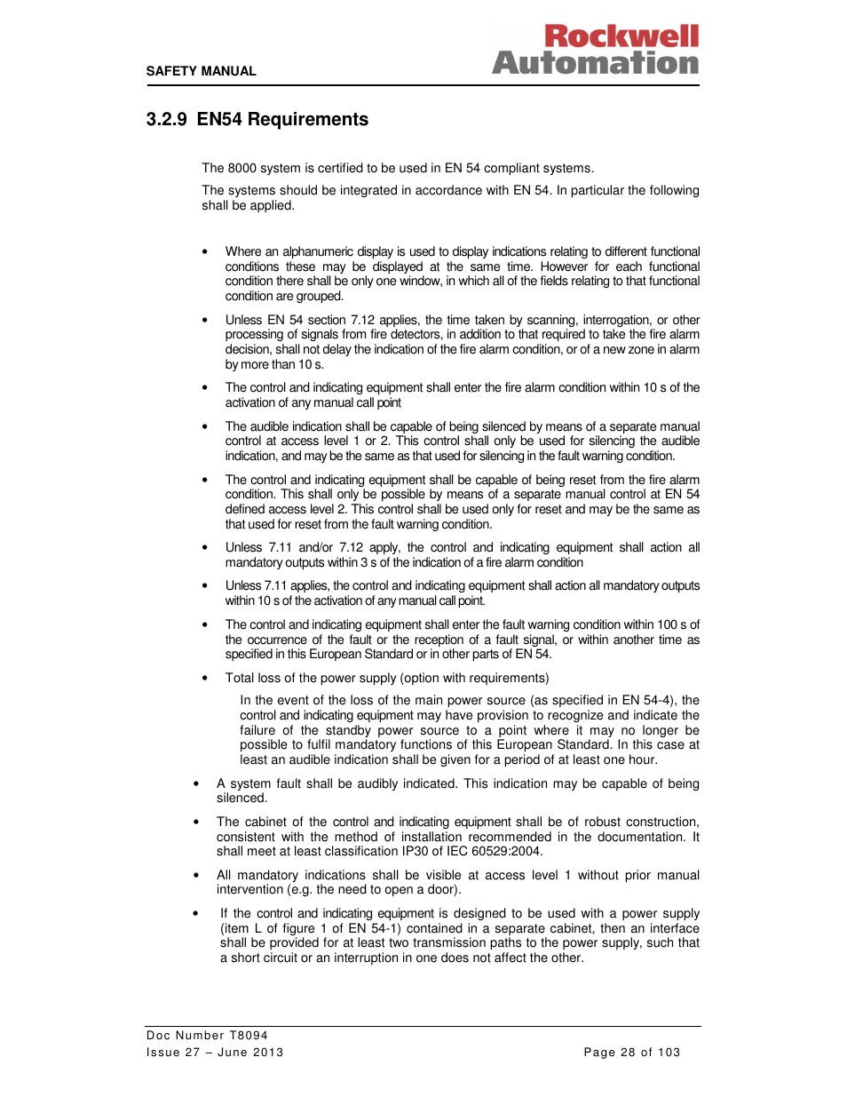 9 en54 requirements | Rockwell Automation T8094 8000 Series TMR System Safety Manual User Manual | Page 49 / 124