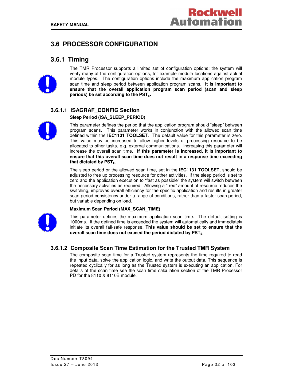 6 processor configuration 3.6.1 timing | Rockwell Automation T8094 8000 Series TMR System Safety Manual User Manual | Page 53 / 124