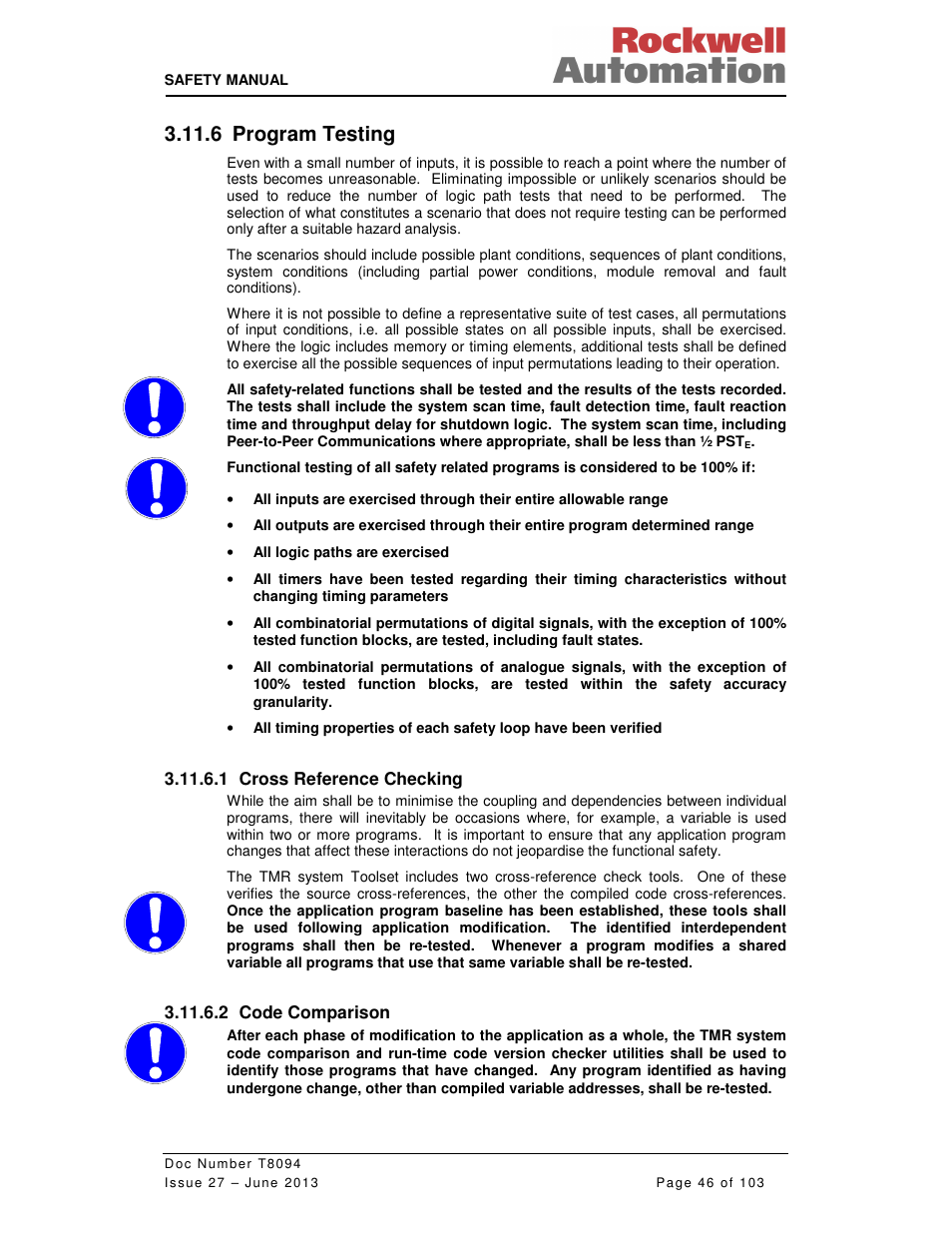 6 program testing | Rockwell Automation T8094 8000 Series TMR System Safety Manual User Manual | Page 67 / 124