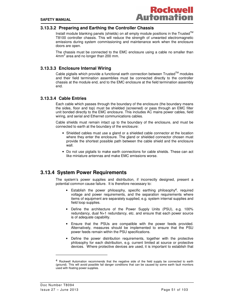 4 system power requirements | Rockwell Automation T8094 8000 Series TMR System Safety Manual User Manual | Page 72 / 124