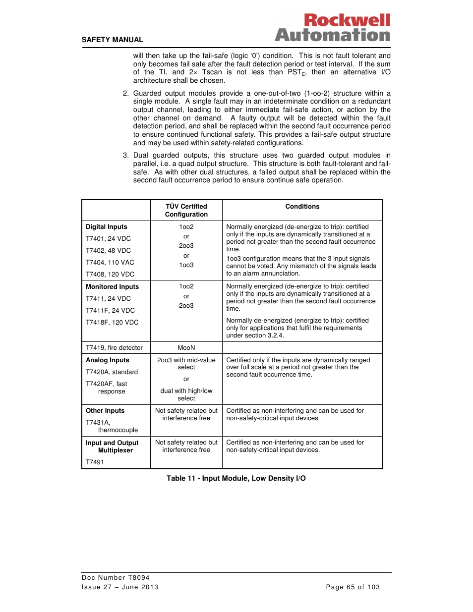 Rockwell Automation T8094 8000 Series TMR System Safety Manual User Manual | Page 86 / 124