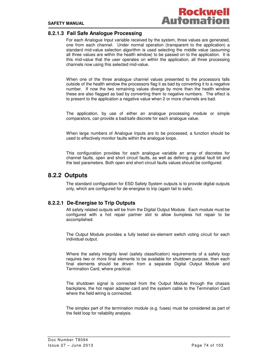 2 outputs | Rockwell Automation T8094 8000 Series TMR System Safety Manual User Manual | Page 95 / 124