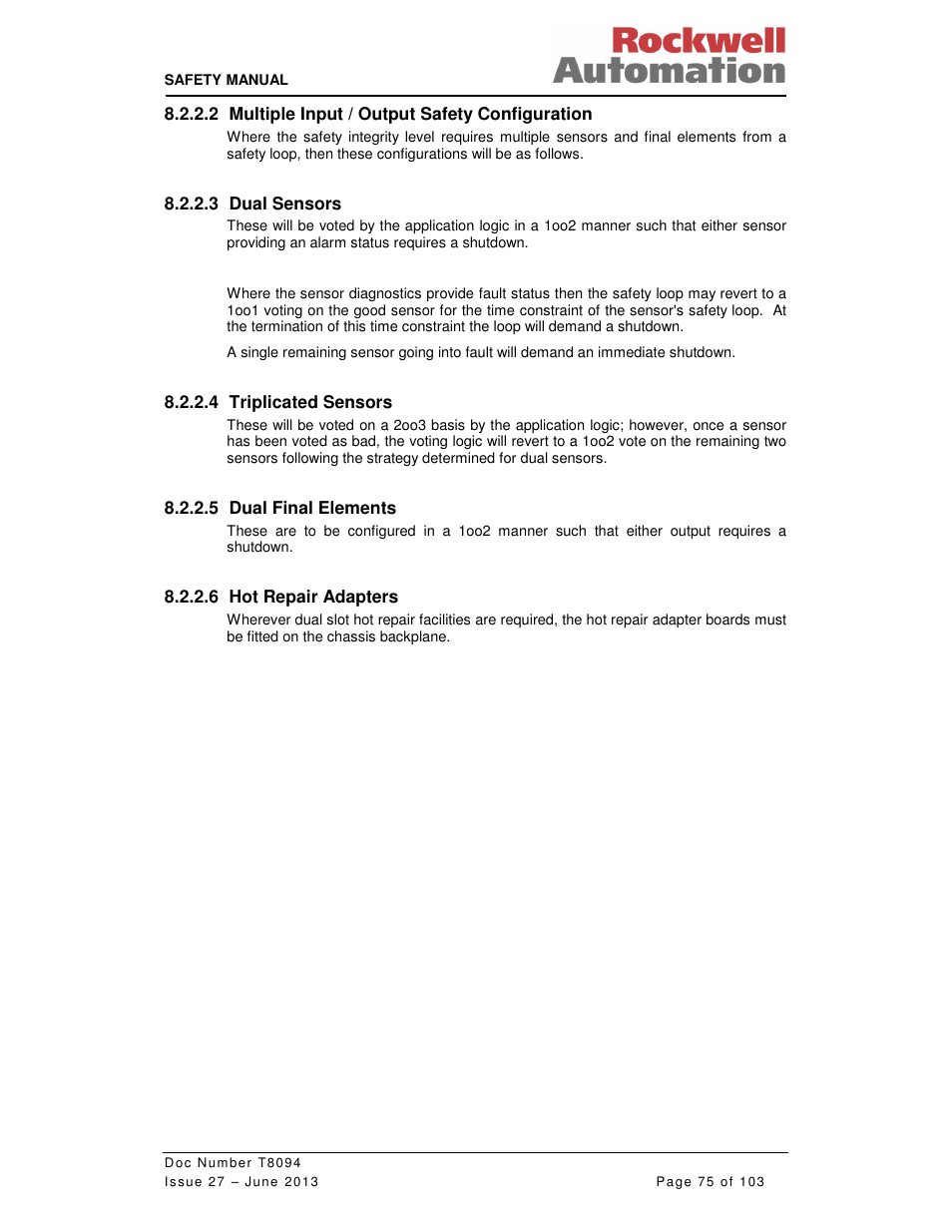 Rockwell Automation T8094 8000 Series TMR System Safety Manual User Manual | Page 96 / 124