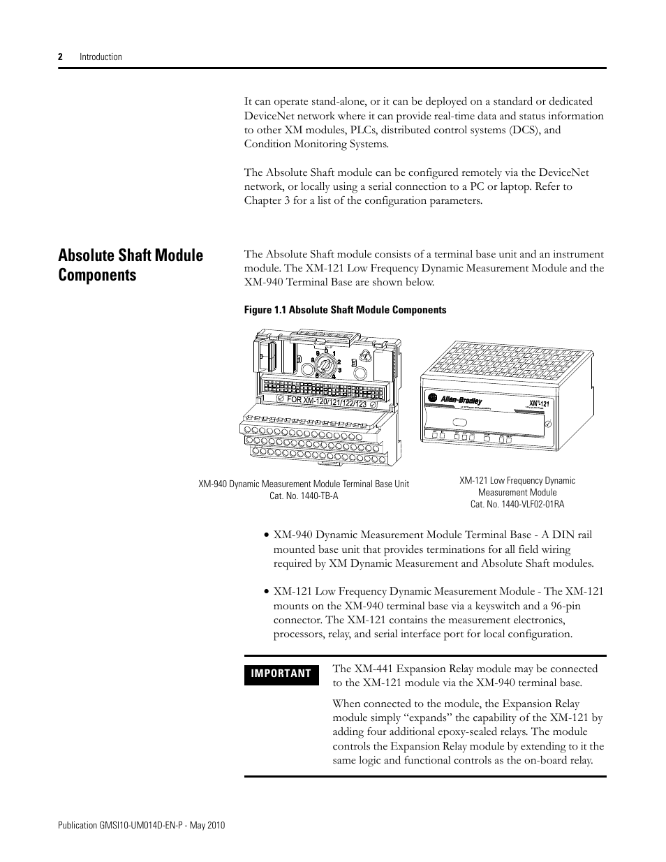 Absolute shaft module components | Rockwell Automation 1440-VLF02-01RA XM-121 Absolute Shaft Module User Manual | Page 10 / 158