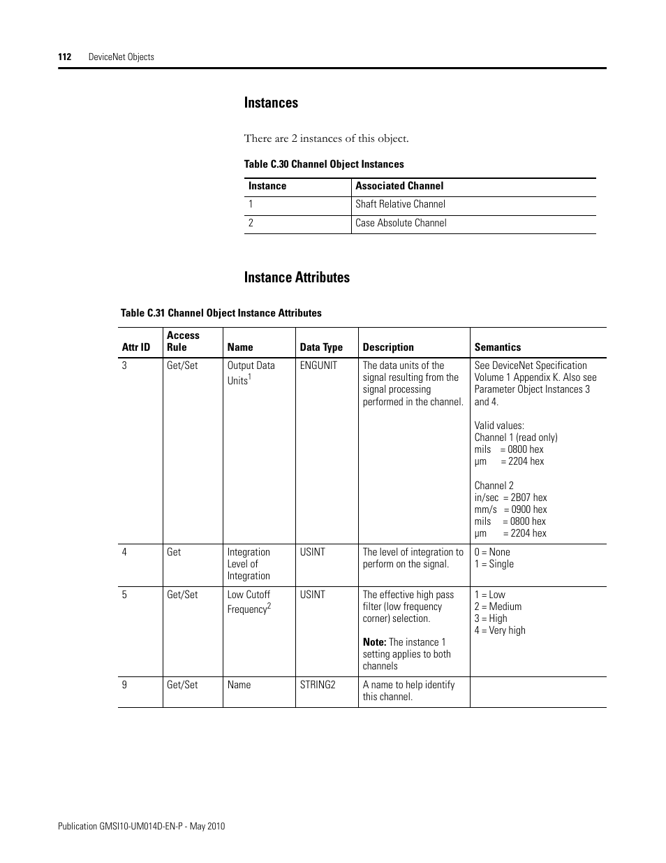 Instances, Instance attributes, Instances instance attributes | Rockwell Automation 1440-VLF02-01RA XM-121 Absolute Shaft Module User Manual | Page 120 / 158