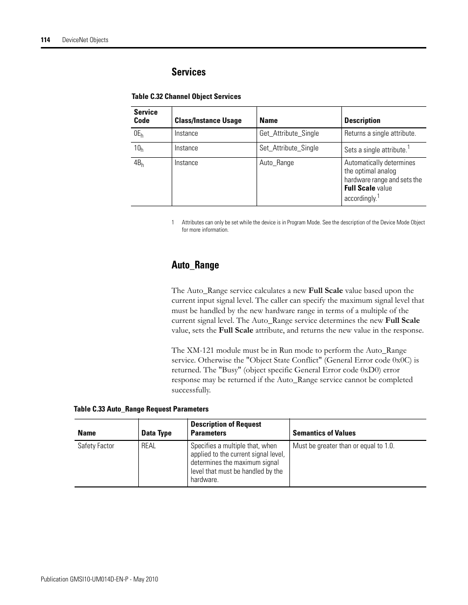 Services, Auto_range, Services auto_range | Rockwell Automation 1440-VLF02-01RA XM-121 Absolute Shaft Module User Manual | Page 122 / 158