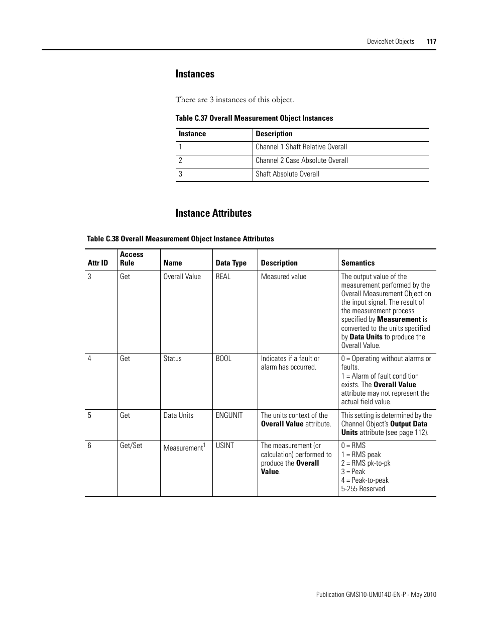 Instances, Instance attributes, Instances instance attributes | Rockwell Automation 1440-VLF02-01RA XM-121 Absolute Shaft Module User Manual | Page 125 / 158