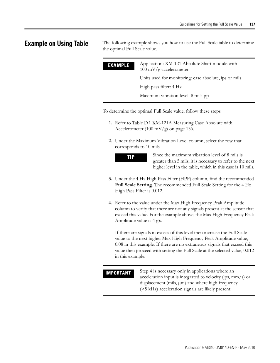 Example on using table | Rockwell Automation 1440-VLF02-01RA XM-121 Absolute Shaft Module User Manual | Page 145 / 158