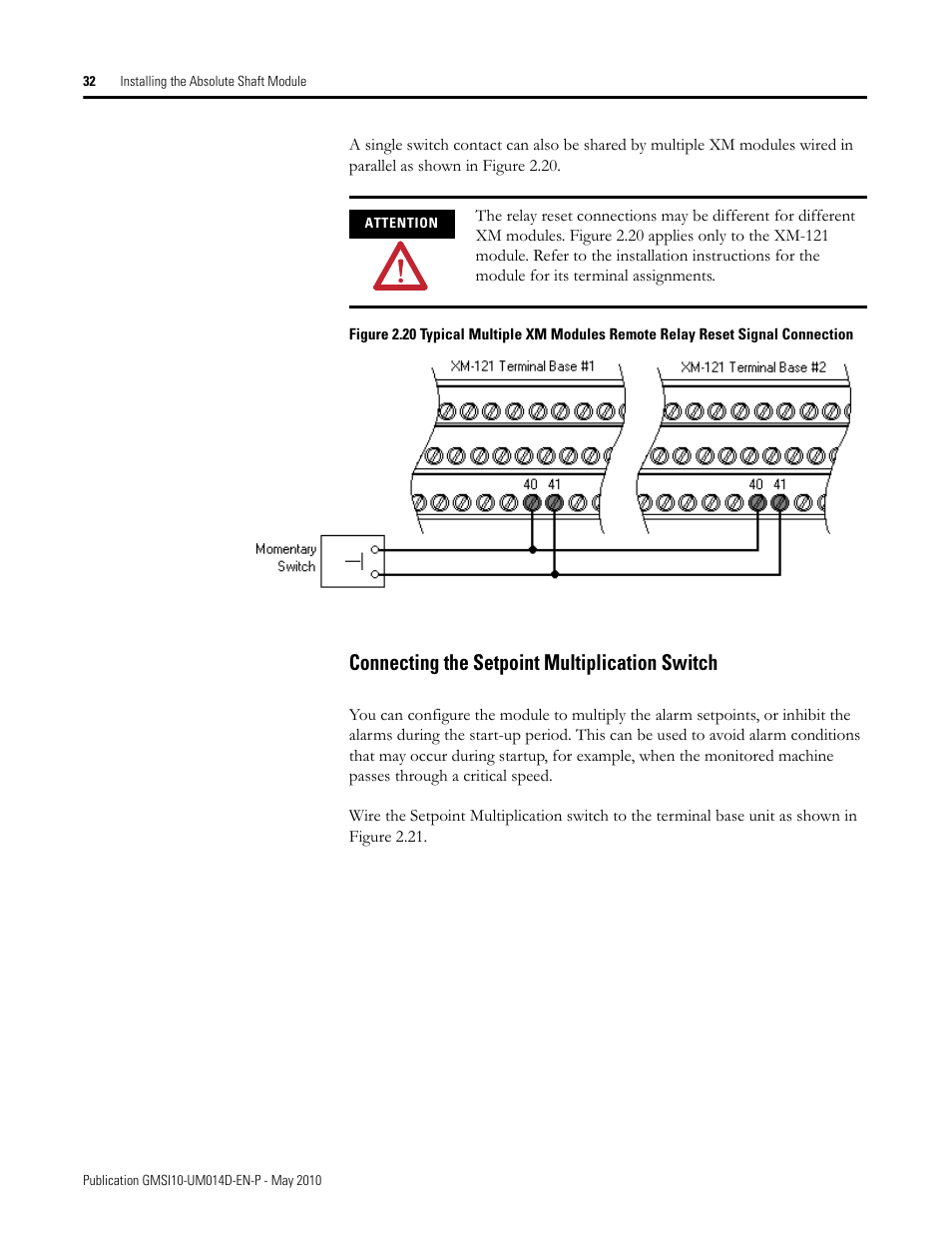 Connecting the setpoint multiplication switch | Rockwell Automation 1440-VLF02-01RA XM-121 Absolute Shaft Module User Manual | Page 40 / 158