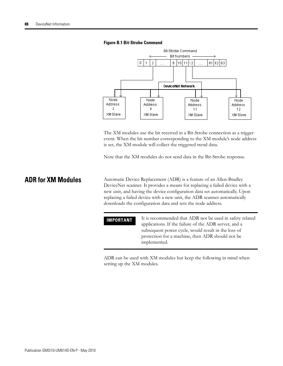 Adr for xm modules | Rockwell Automation 1440-VLF02-01RA XM-121 Absolute Shaft Module User Manual | Page 96 / 158