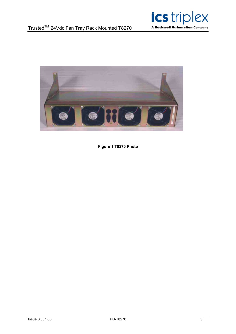 Trusted | Rockwell Automation T8270 Trusted 24V dc Fan Assembly Rack Mounted User Manual | Page 3 / 10