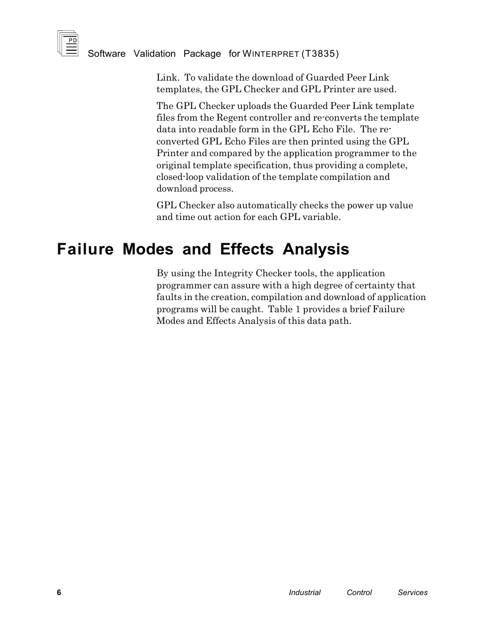 Failure modes and effects analysis | Rockwell Automation T3835 ICS Regent Software Validation Package for Winterpret User Manual | Page 6 / 14