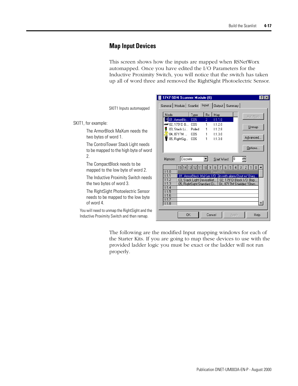 Map input devices -17, Map input devices | Rockwell Automation 1787-GEN2SKIT, -2, -3, -4, -5, -6, -7 DeviceNet Starter Kit User Manual User Manual | Page 113 / 142