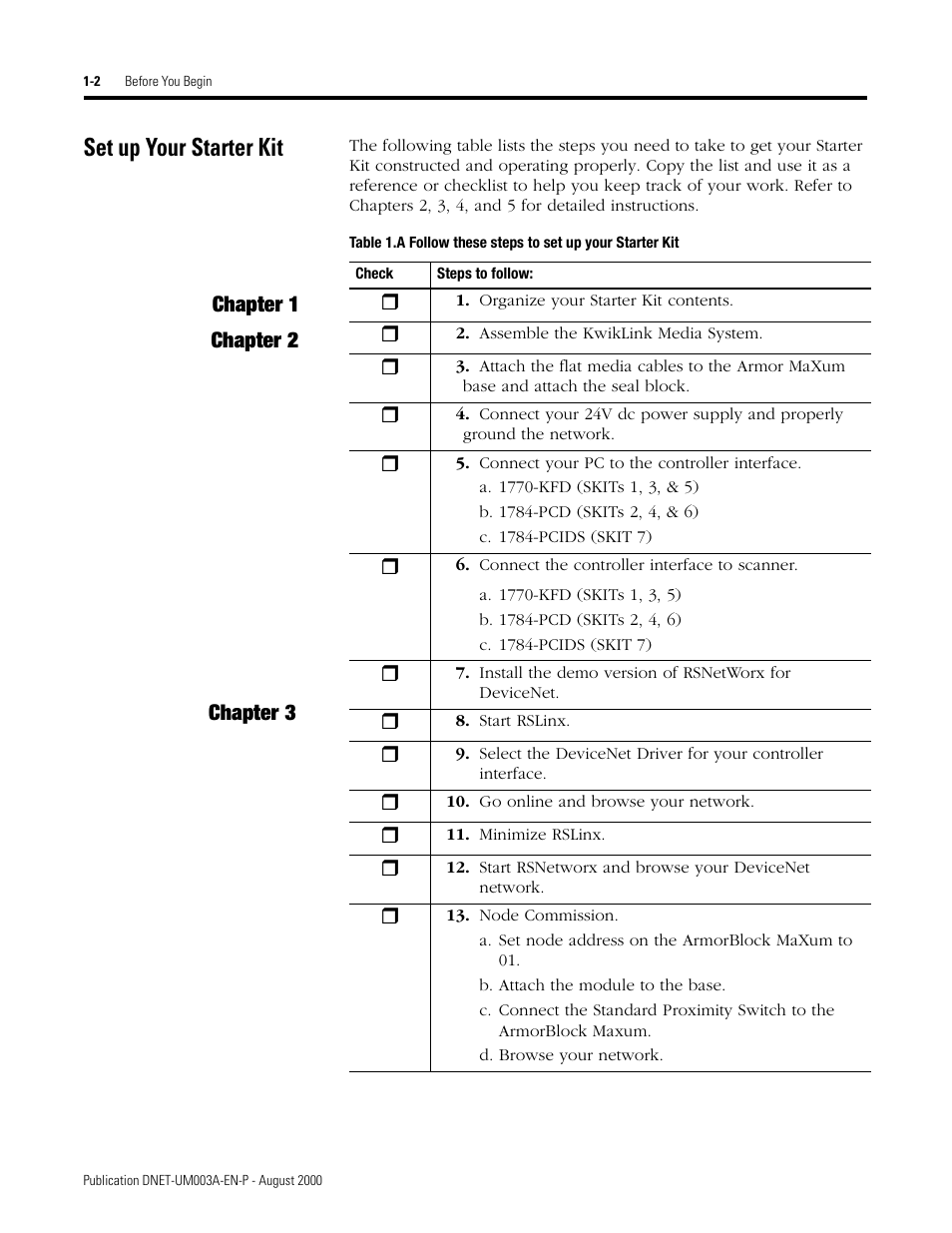 Set up your starter kit, Set up your starter kit -2 | Rockwell Automation 1787-GEN2SKIT, -2, -3, -4, -5, -6, -7 DeviceNet Starter Kit User Manual User Manual | Page 12 / 142