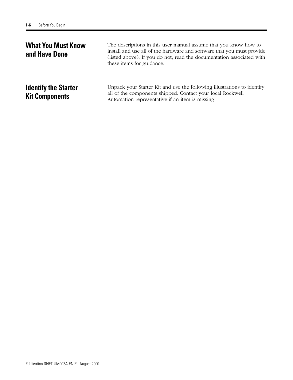 What you must know and have done, Identify the starter kit components | Rockwell Automation 1787-GEN2SKIT, -2, -3, -4, -5, -6, -7 DeviceNet Starter Kit User Manual User Manual | Page 16 / 142