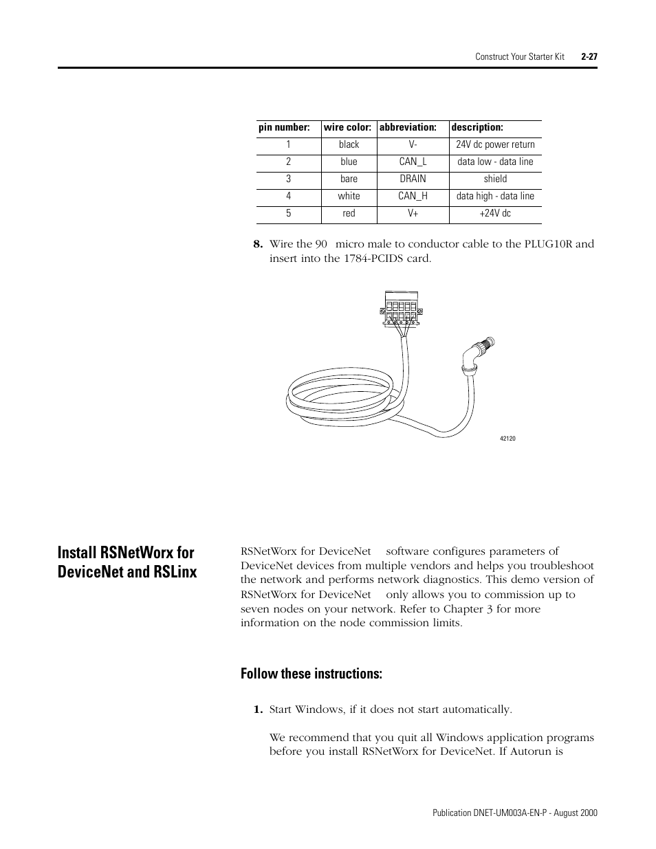 Install rsnetworx for devicenet and rslinx, Install rsnetworx for devicenet and rslinx -27, Follow these instructions: -27 | Follow these instructions | Rockwell Automation 1787-GEN2SKIT, -2, -3, -4, -5, -6, -7 DeviceNet Starter Kit User Manual User Manual | Page 49 / 142