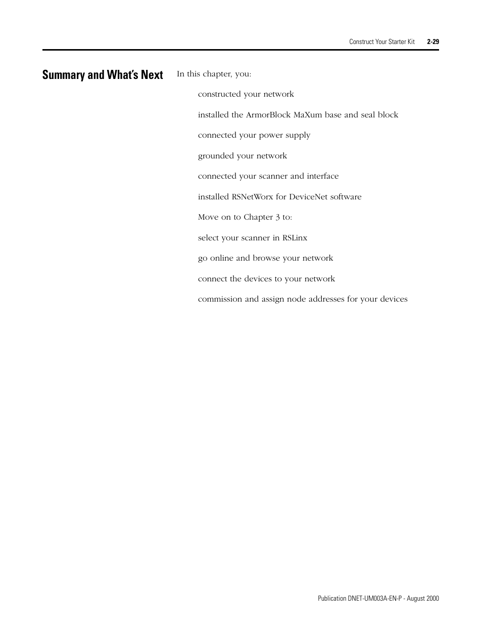 Summary and what’s next, Summary and what’s next -29 | Rockwell Automation 1787-GEN2SKIT, -2, -3, -4, -5, -6, -7 DeviceNet Starter Kit User Manual User Manual | Page 51 / 142