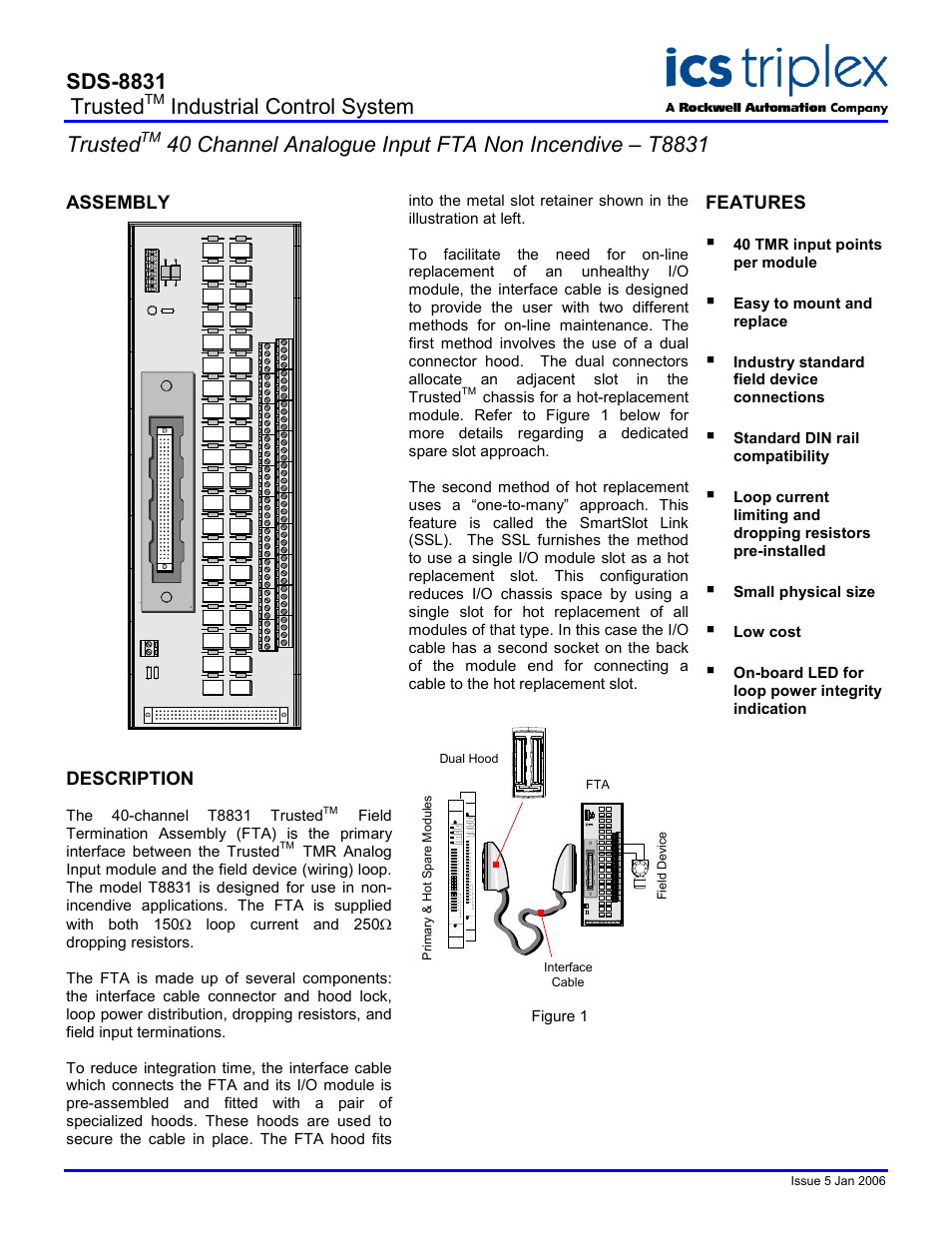 Rockwell Automation T8831 Trusted 40 Channel Analogue Input FTA Non Incentive User Manual | 2 pages