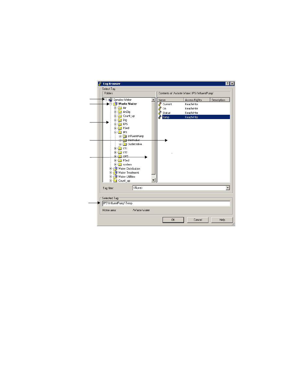 Viewing tags in folders, Showing server names | Rockwell Automation FactoryTalk View Site Edition Users Guide User Manual | Page 193 / 696