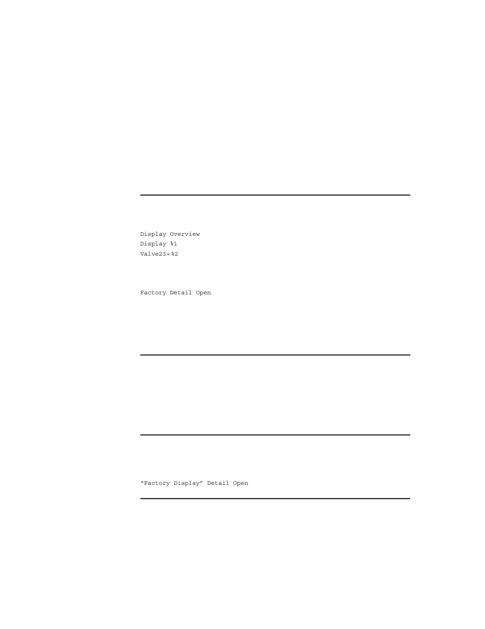 Specifying parameters in a macro, Example 3: factory macro with two parameters, Typing macro names that contain spaces | Example 4: macro name with spaces and parameters | Rockwell Automation FactoryTalk View Site Edition Users Guide User Manual | Page 642 / 696