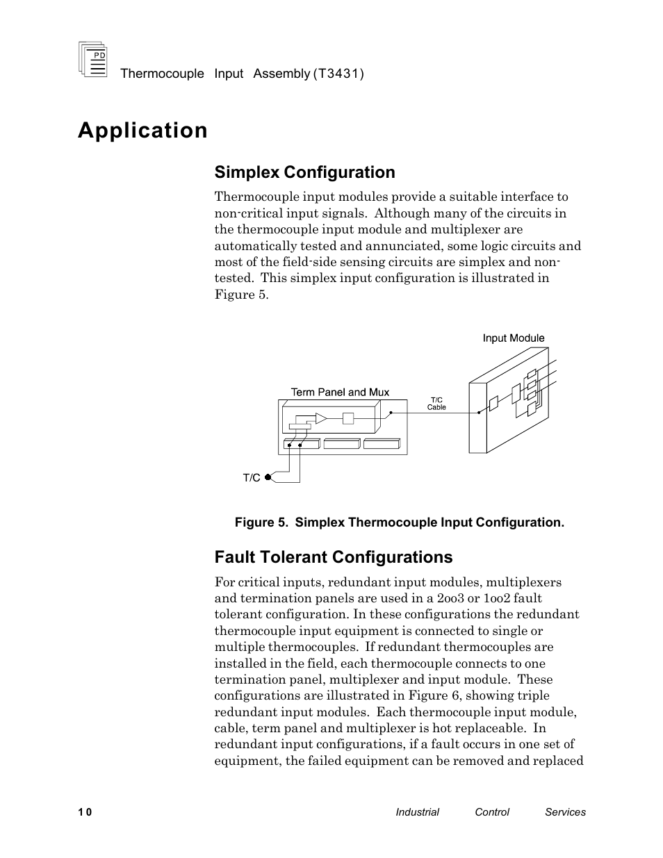 Application, Simplex configuration, Fault tolerant configurations | Rockwell Automation T3431-CA ICS Regent Thermo Couple Input Assembly User Manual | Page 10 / 27