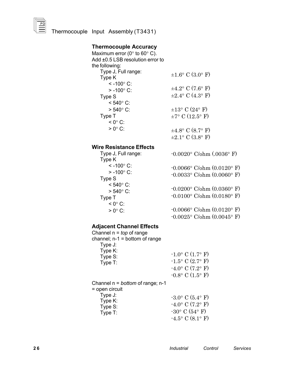 Rockwell Automation T3431-CA ICS Regent Thermo Couple Input Assembly User Manual | Page 26 / 27