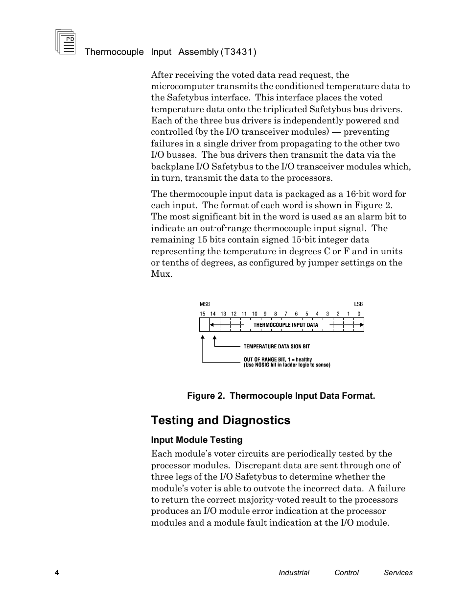 Testing and diagnostics | Rockwell Automation T3431-CA ICS Regent Thermo Couple Input Assembly User Manual | Page 4 / 27