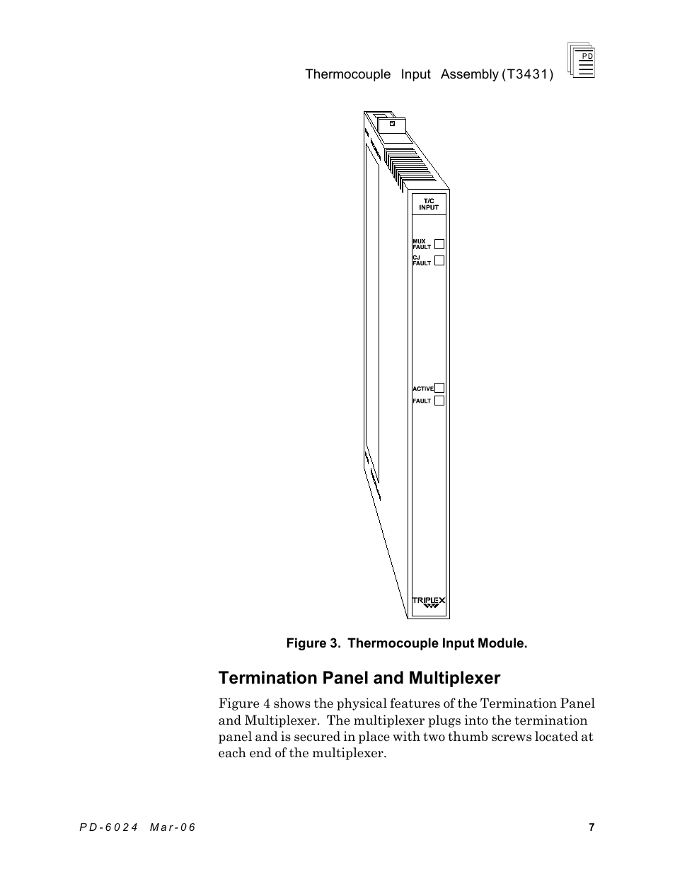 Termination panel and multiplexer | Rockwell Automation T3431-CA ICS Regent Thermo Couple Input Assembly User Manual | Page 7 / 27