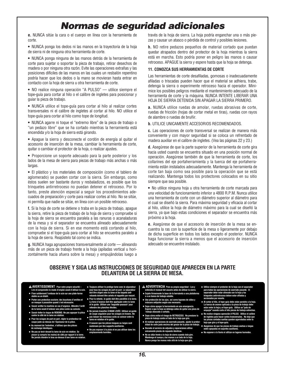 Normas de seguridad adicionales | Bosch 4000 User Manual | Page 16 / 68