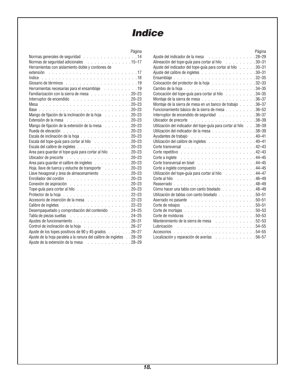 Indice | Bosch 4000 User Manual | Page 18 / 68