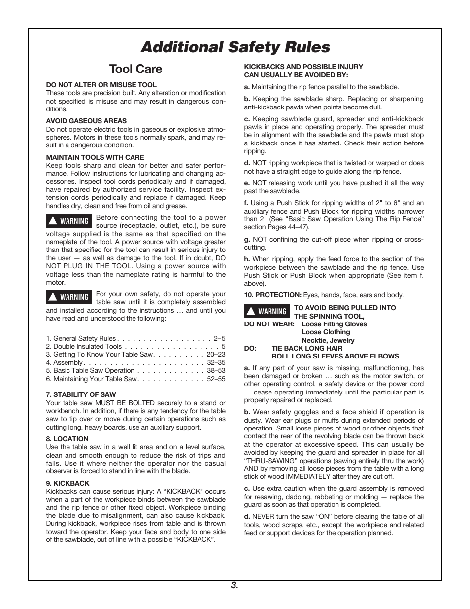 Additional safety rules, Tool care | Bosch 4000 User Manual | Page 3 / 68