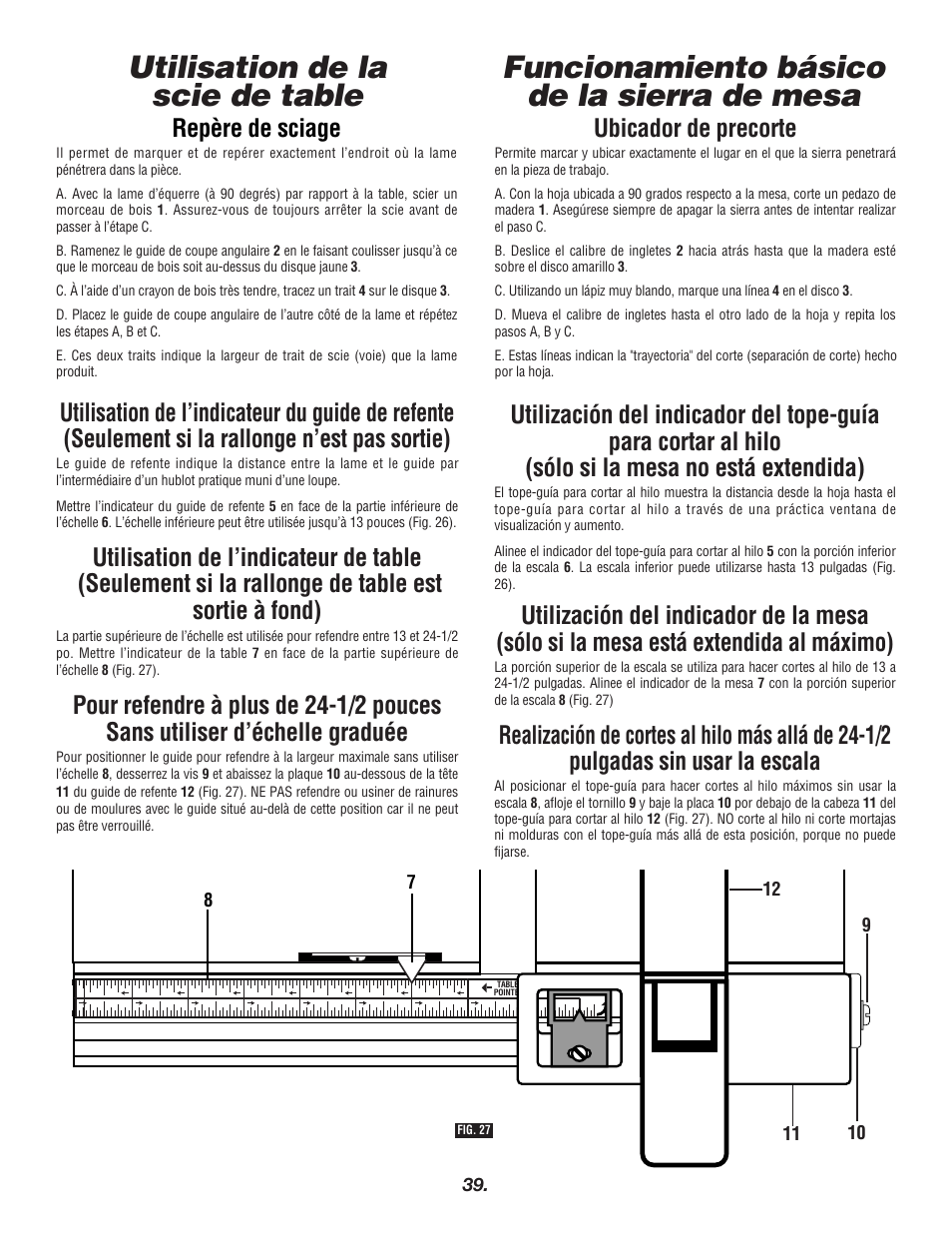 Repère de sciage, Ubicador de precorte | Bosch 4000 User Manual | Page 39 / 68